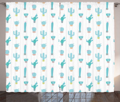 Cactus Life Turquoise Hues Curtain