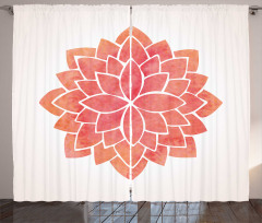 Pattern Lotus Illustration Curtain