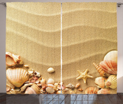 Various Seashells on Sand Curtain