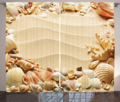 Blurry Ocean Seashells Sandy Curtain