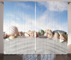 Seashells on Sand Hill Sky Curtain