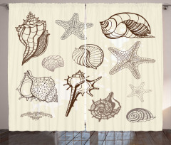 Grunge Outline Nautical Art Curtain