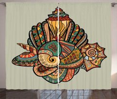 Abstract Seashell Art Curtain