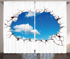 Clouds Scene from Crack Modern Curtain