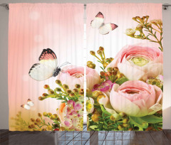 Blossoming Feminine Roses Curtain