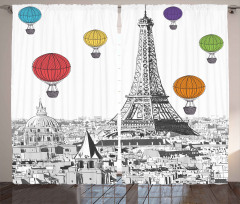 Eiffel Tower and Balloons Curtain