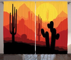 Cactus Silhouettes at Dusk Curtain