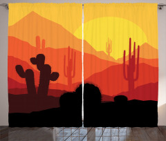 Western Cactus Silhouettes Curtain