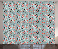 Abstract Birds and Leaves Curtain