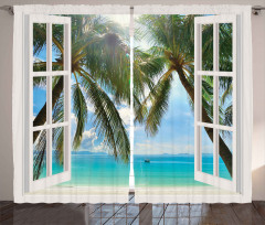 Window to the Exotic Beach Curtain