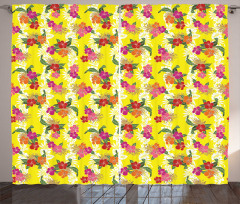 Tropical Flowers Art Curtain