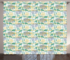 Ethnic Animal and Palms Curtain