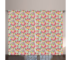 Exotic Watercolor Flowers Curtain