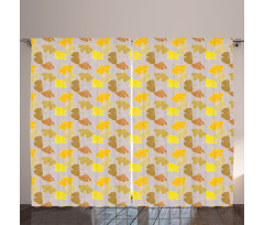 Hand-Drawn Ginkgo Foliage Curtain