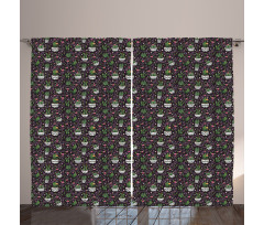 Flowering Succulent Plants Curtain