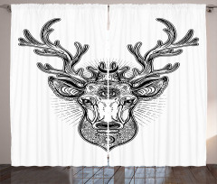 Ornate Deer Head Moon Antlers Curtain