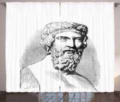 Vintage Sketch of Plato Curtain