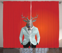 Moose Animal Person in Suit Curtain
