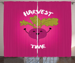 Happy Beet Character Words Curtain