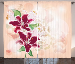 Botanical Pastel Tone Lilies Curtain