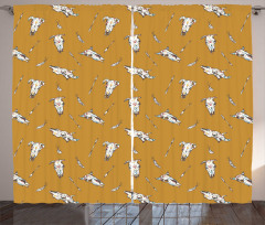 Cow Skulls Arrows Feathers Curtain