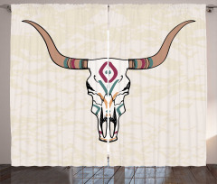 Tribal Bull Skull Folkloric Curtain