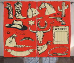 Wanted Sign Old West Curtain