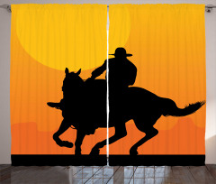 Silhouette of a Lone Rider Curtain