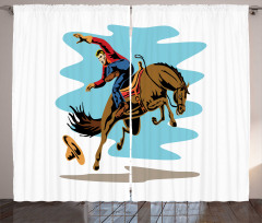 Cowboy Falling off His Horse Curtain