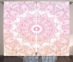 Outline Style Flowers Curtain