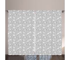 Monochrome Little Flowers Curtain