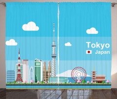 Cartoon Japan Sightseeing Curtain