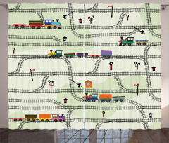 Roads Trains Locomotives Curtain