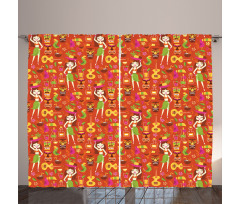 Hawaiian Luau Party Aloha Girls Curtain