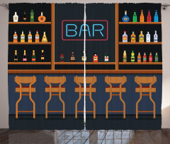 Bar Chairs Cocktail Bottles Curtain