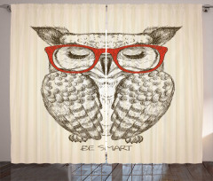 Owl with Be Smart Lettering Curtain