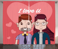 Cartoon Style Valentine's Day Curtain