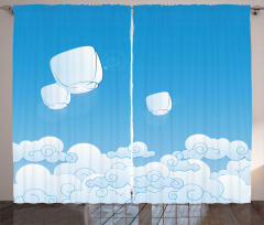 Lantern Floating Away in Sky Curtain