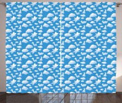 Clouds Duck Bear and Rabbit Curtain