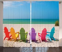 Colorful Wooden Deckchairs Curtain