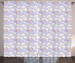 Lavender Background Oriental Curtain