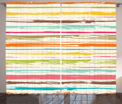 Horizontal Stripes Grunge Curtain