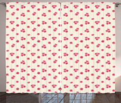 Rose Blossoms on Polka Dots Curtain
