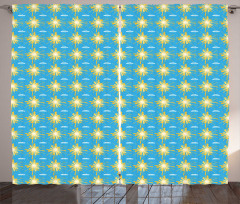 Sunny Day and Clouds Pattern Curtain