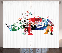 Musical Notes Animal Curtain