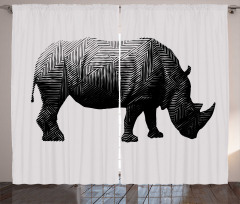 Polygonal Animal Line Art Curtain