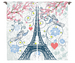 Eiffel Swirling Flowers Heart Curtain
