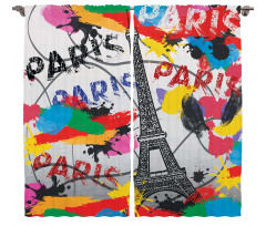 Contemporary Eiffel Tower Art Curtain