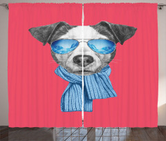 Hipster Dog Glasses Curtain