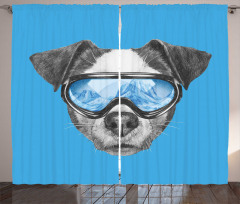 Skiing Cool Doggie Curtain